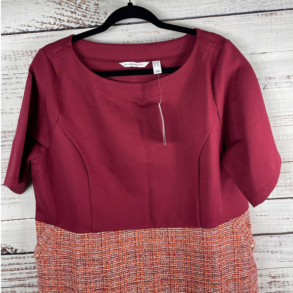 NWT Isaac Mizrahi Women's Plus 1X Elbow Sleeve Knee Length Dress Red - Picture 4 of 7